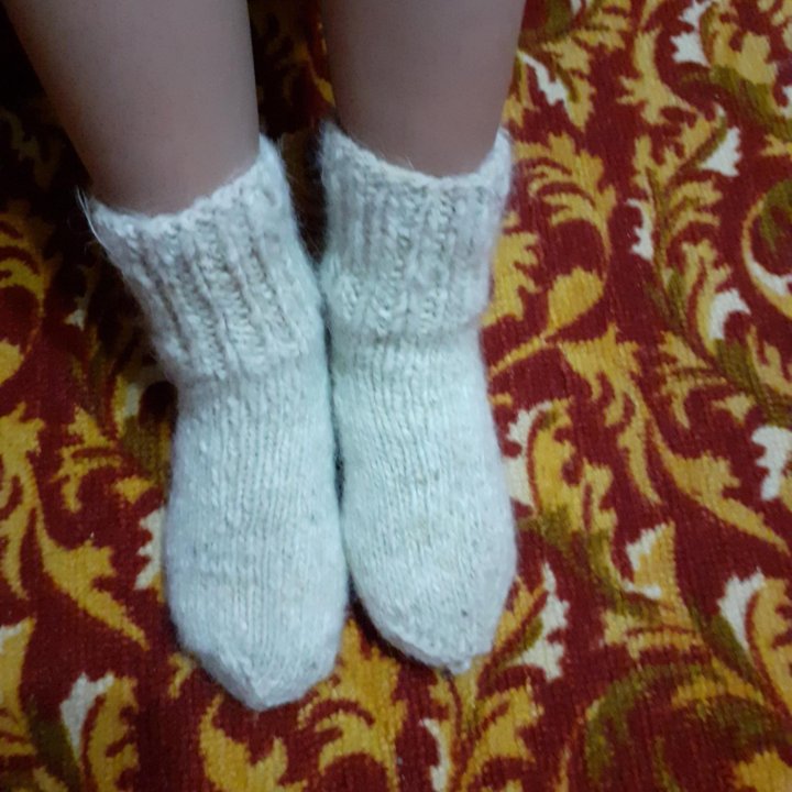 Шерстяные вязанные носки детские 5-7 лет