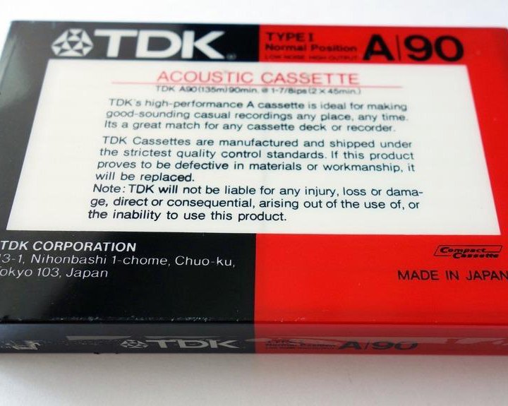 TDK - A 90 - Acoustic Cassette - Type I - Кассета