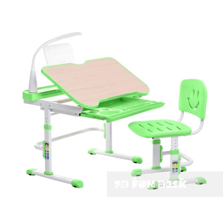 Детская парта И регулируемый стул цвет зеленый