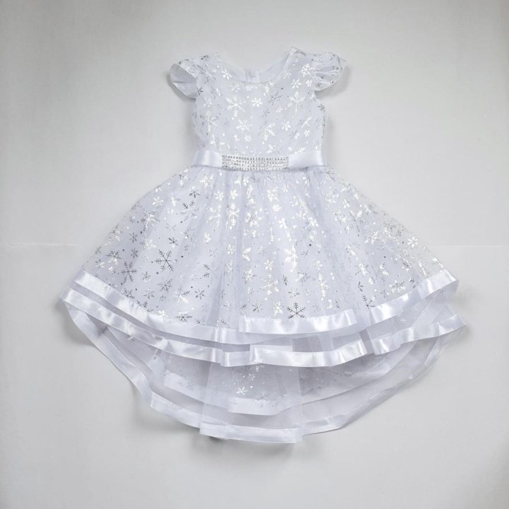 Платье нарядное белое для Снежинки 92-116 см