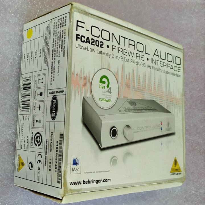 Behringer F-control audio FCA202. Звуковая карта.