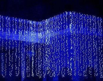 Гирлянда водопад премиум 3х3 метра синий цвет