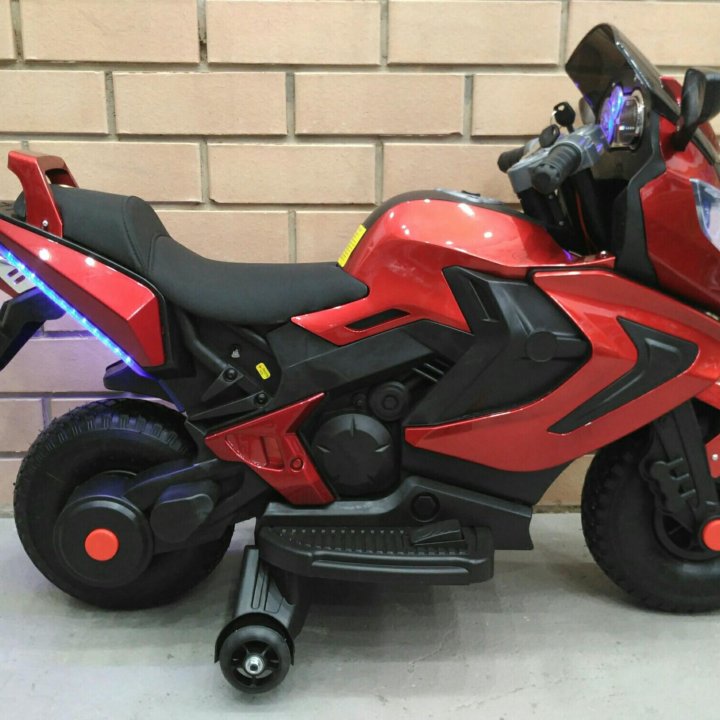 Большой детский мотоцикл на надувных колёсах, крас