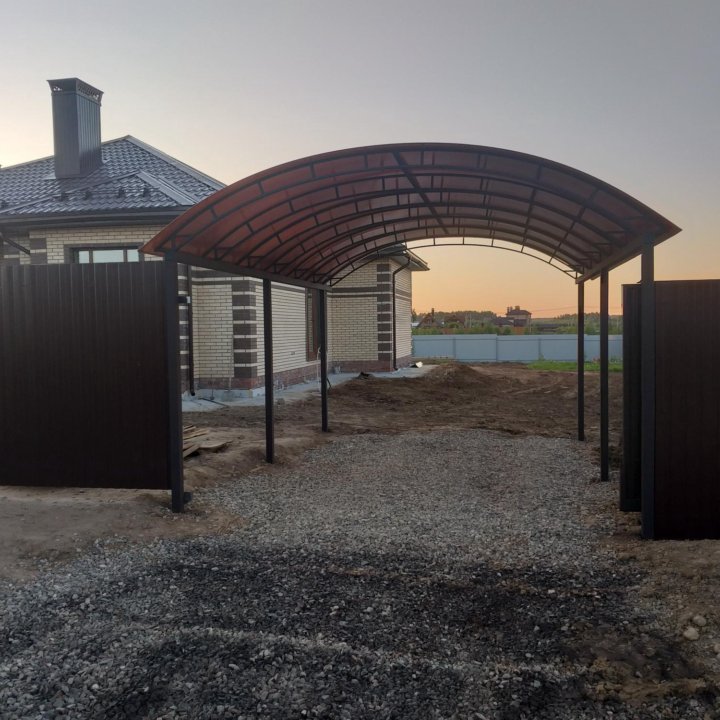 Навес из поликарбоната размер 3,5м. на 8м