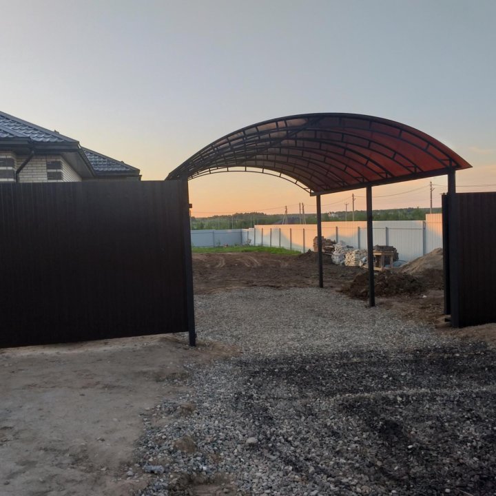 Навес из поликарбоната размер 3,5м. на 8м