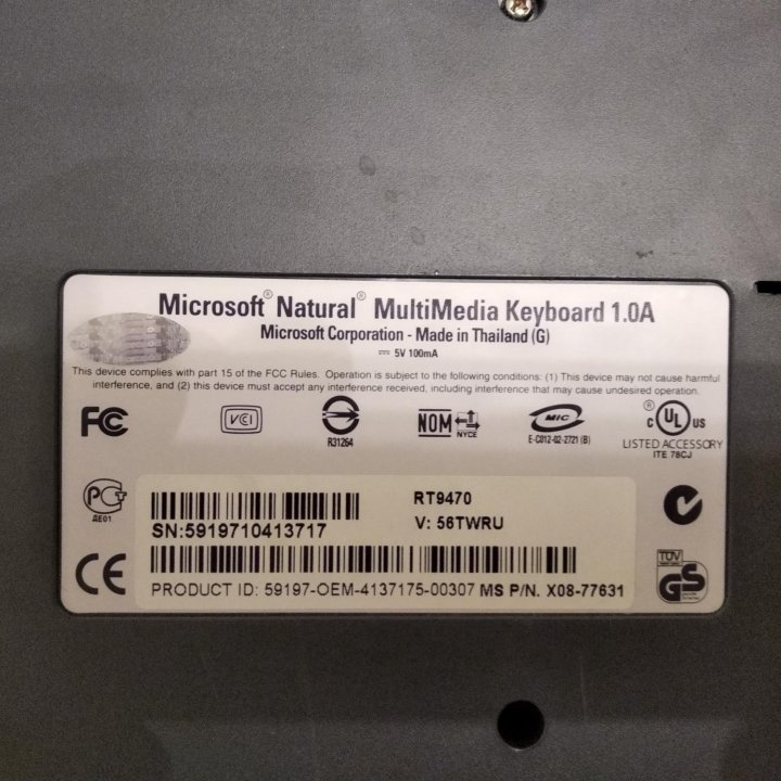 Клавиатура Microsoft PS/2