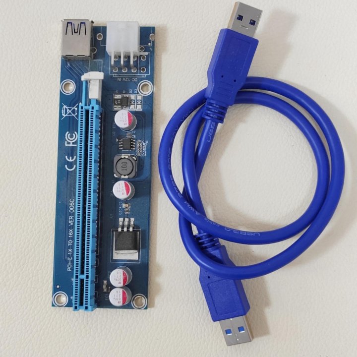 Райзер ver 009s 6 pin pcie 1x 16x USB 60 6PIN