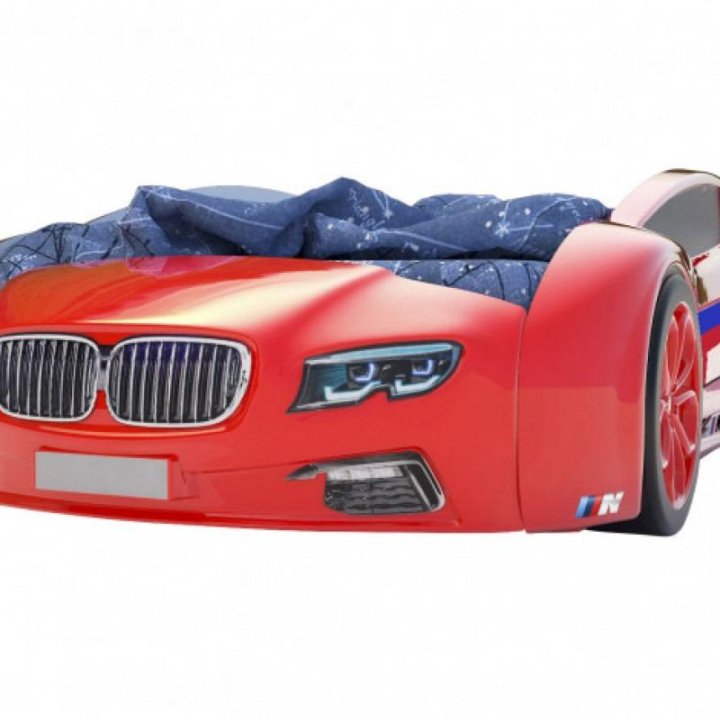 Кровать машина 3D BMW красная