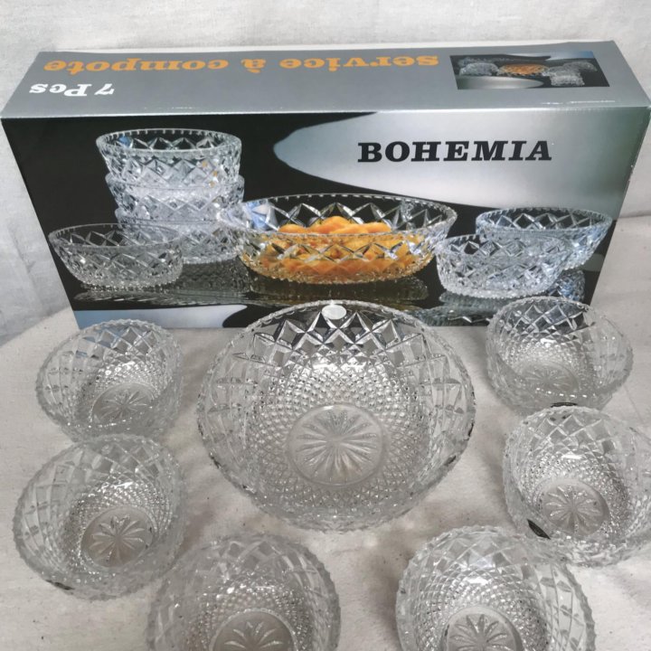 Сет из 7 хрустальных ваз Bohemia grit set