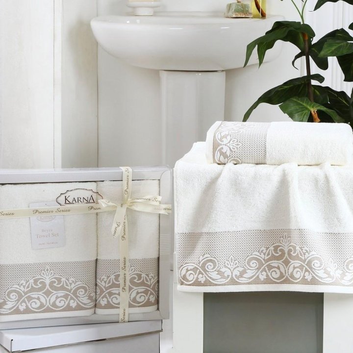 Набор турецких махровых полотенец 70х140 и 50х90