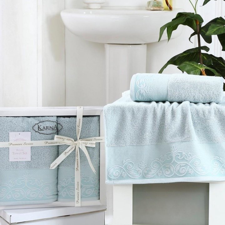 Набор турецких махровых полотенец 70х140 и 50х90