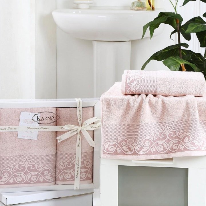 Набор турецких махровых полотенец 70х140 и 50х90