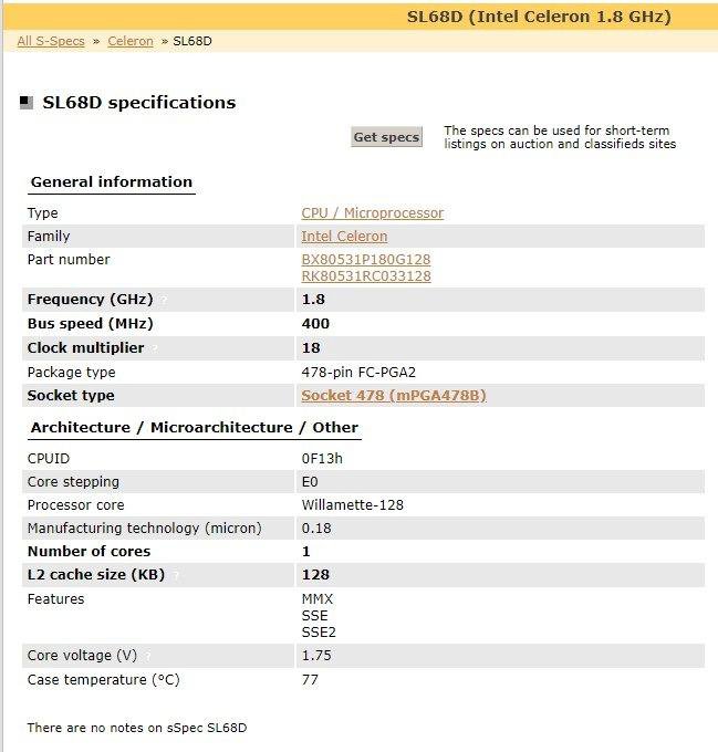 Intel Celeron 1.8GHz