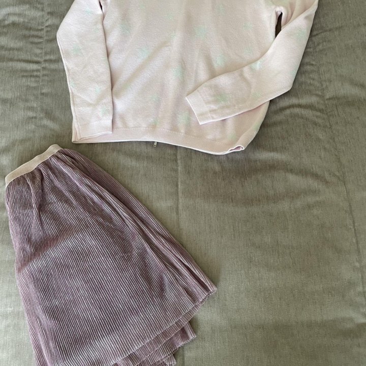 Комплект для девочки 9-12 лет, юбка , 2 свитера