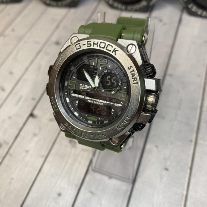 Часы Casio g shock зеленые олива сталь