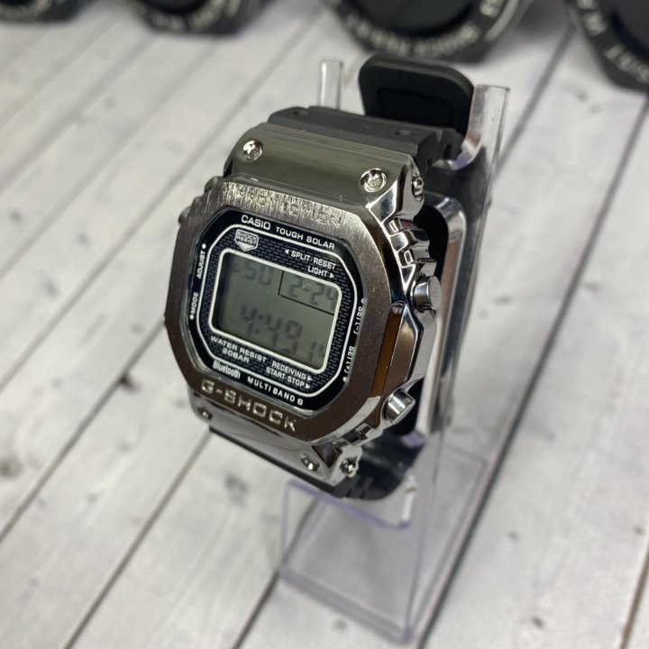 Часы Casio G shock чёрное серебро с чёрным ремнем