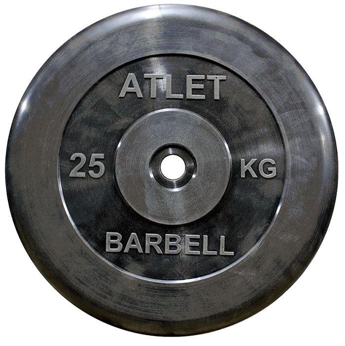 Обрезиненный блин 25 кг Barbell 26, 31 или 51 мм