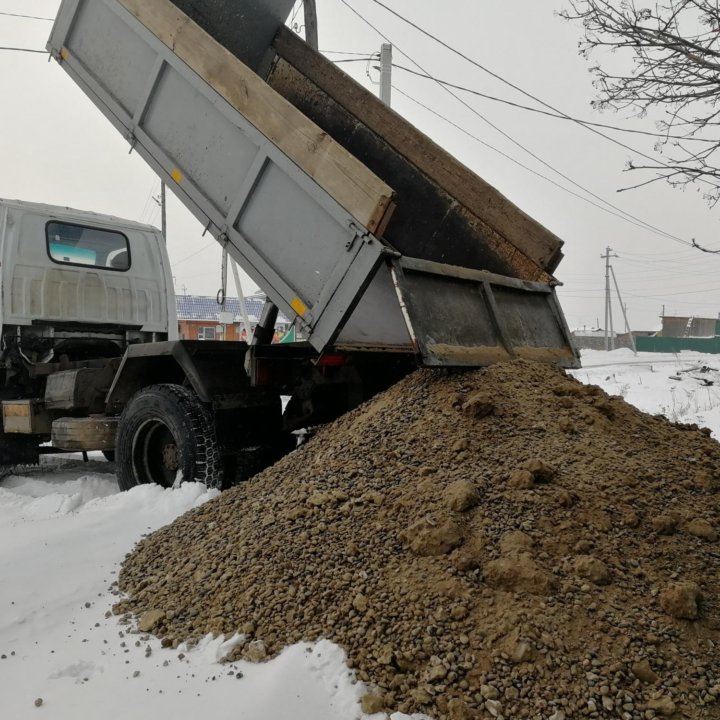 Песок, ПГС, ПЩС, гравий, чернозем, скальник.