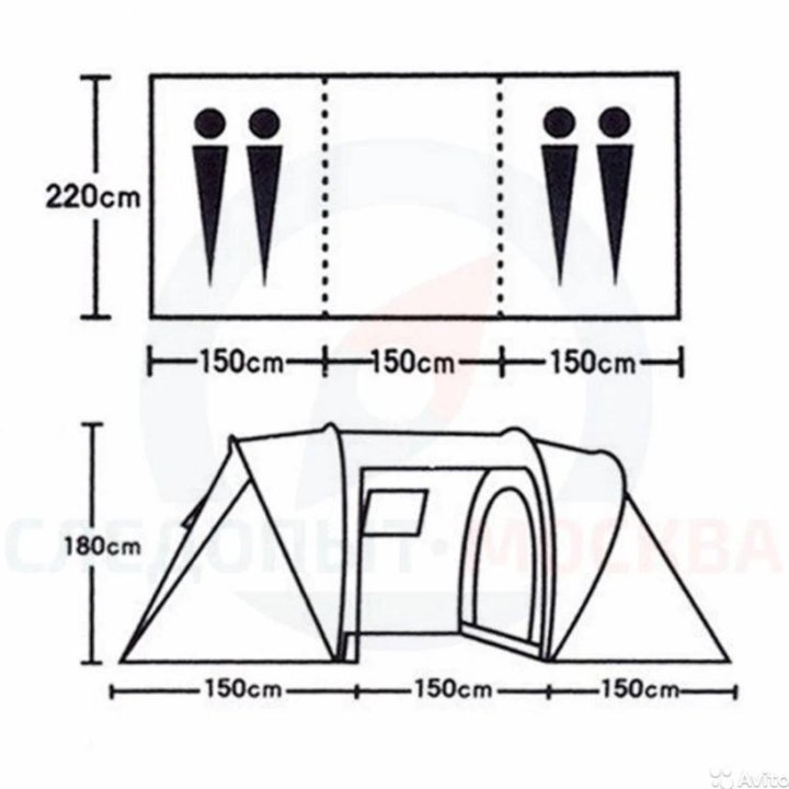 Палатка большая на 2 комнаты
