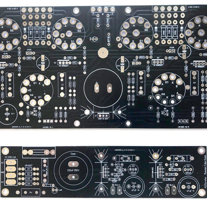 Печатная плата для лампового усилителя EL84+ECC83
