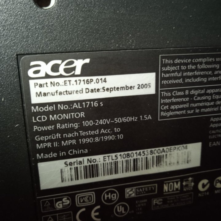 Монитор acer
