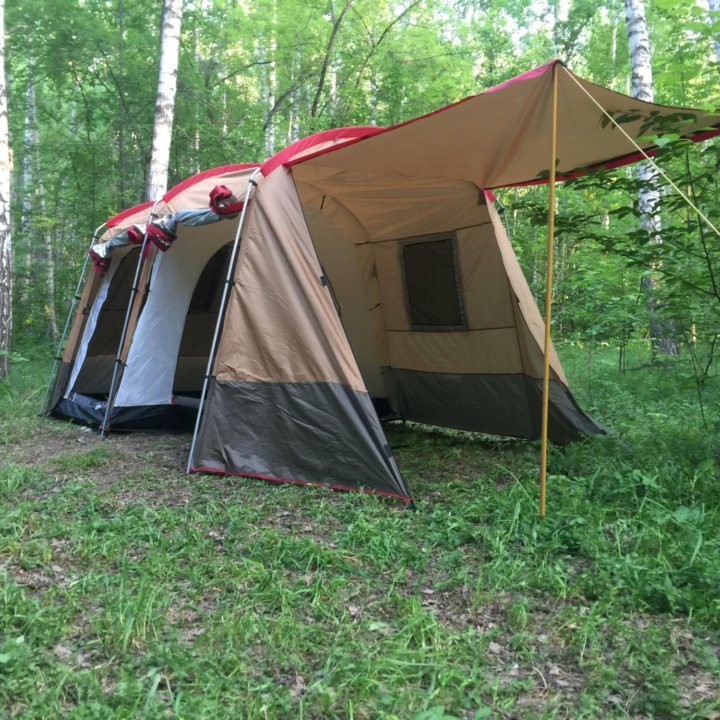 Палатка 4-х местная с шатром (металлические дуги).