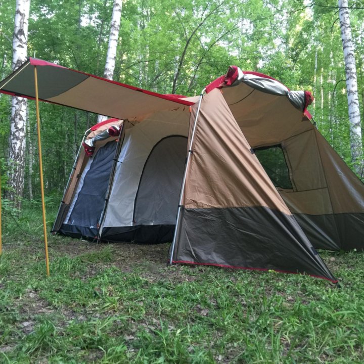 Палатка 4-х местная с шатром (металлические дуги).