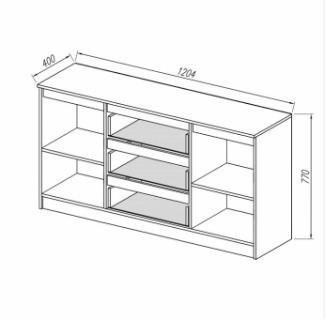 Комод Мори МК1200.3, 2 дв. 3 ящика, белый