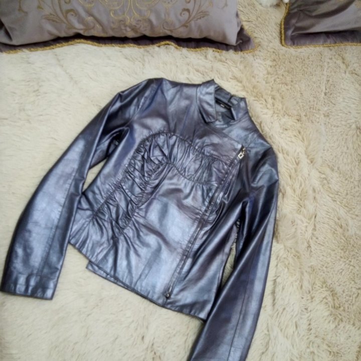 Куртка кожаная косуха благородный цветсинийсапфир