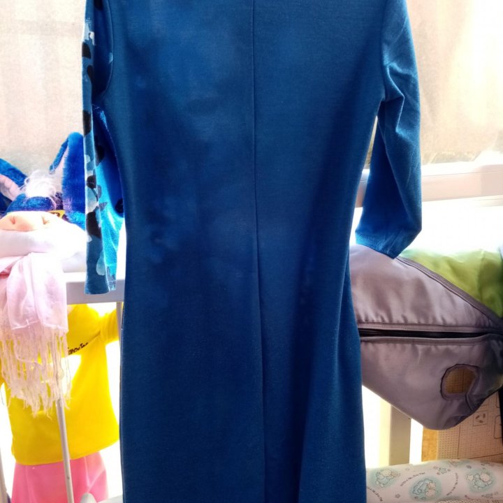 Платье синие с принтом