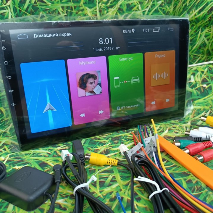 Магнитола андроид новая 9 экран 1din GPS wi-fi блю