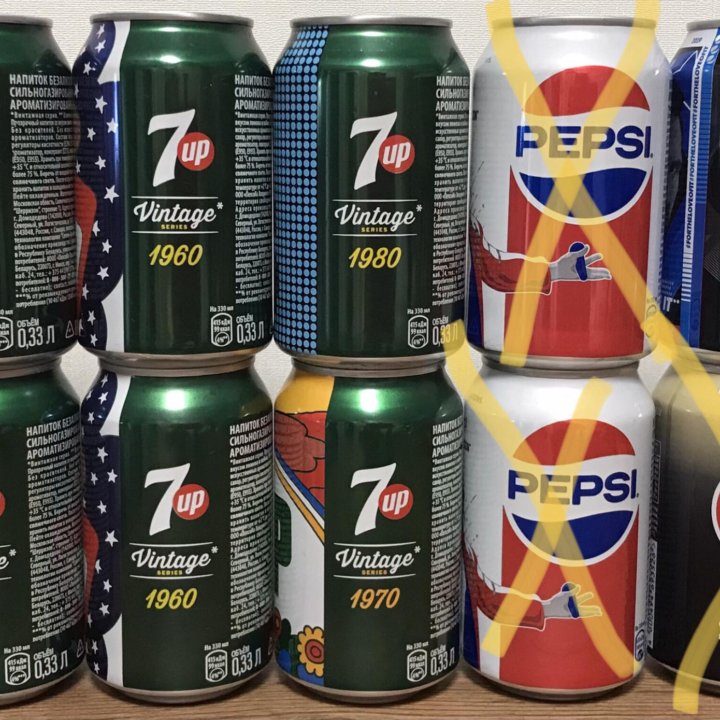 Коллекционные банки Pepsi cola, 7up.