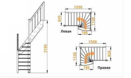 Лестница на второй этаж из сосны, под покраску