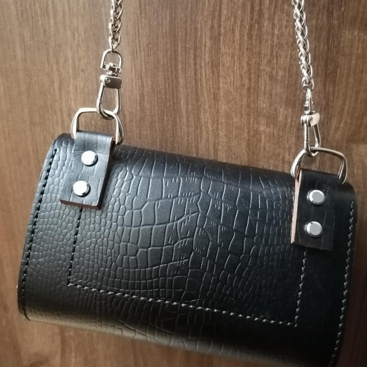 Сумка мини кожаная