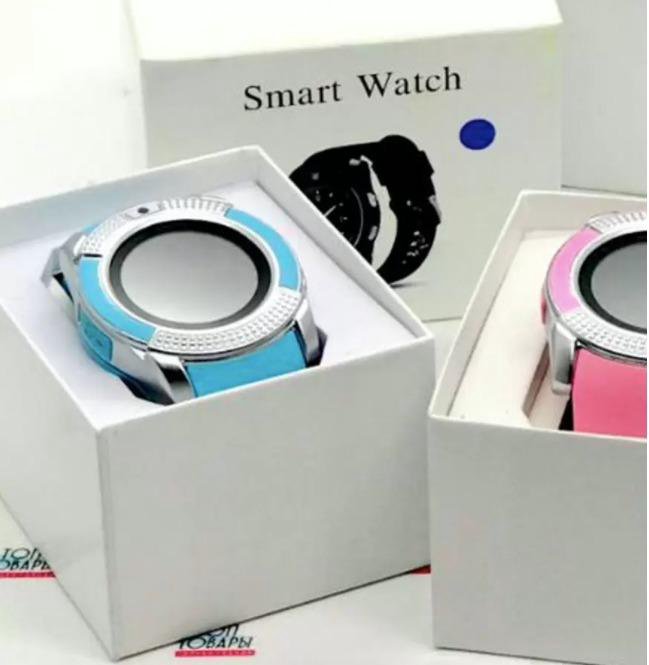  Умные часы Smart Watch V8 голубые + флешка 16gb