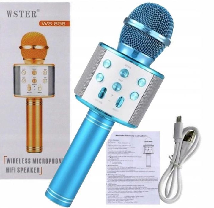  Караоке-микрофон-колонка Wster голубой