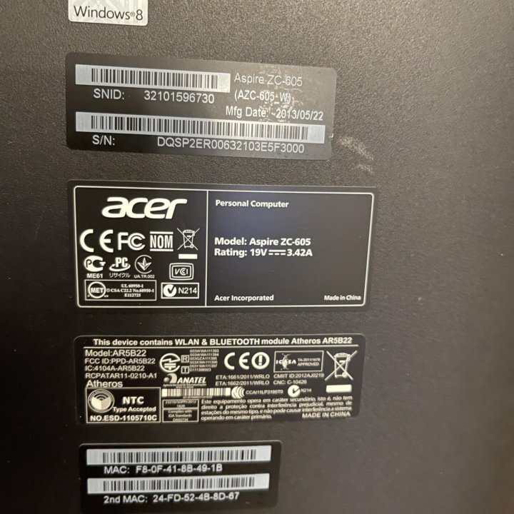 Моноблок Acer Aspire zc-605