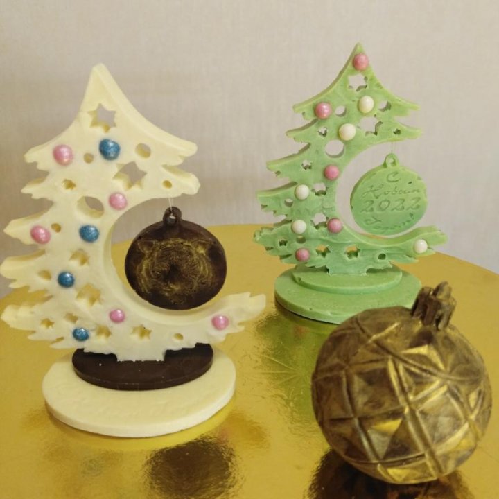 Шоколадные ёлочки и бомбочки - шары новогодние