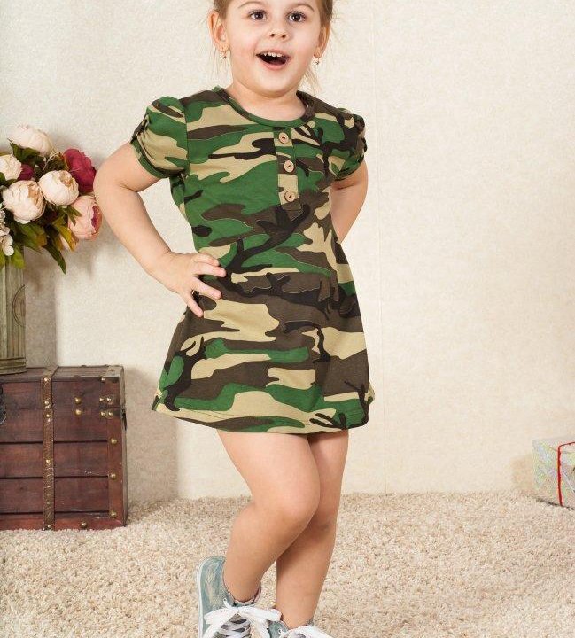 Платье детское зеленый камуфляж Сафари - ЕА-ПЛА-15