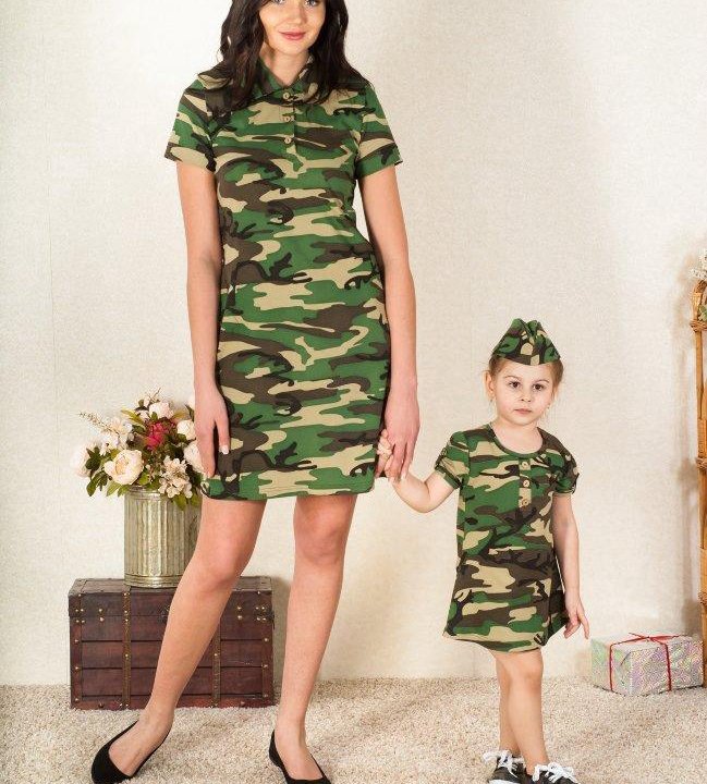 Платье детское зеленый камуфляж Сафари - ЕА-ПЛА-15