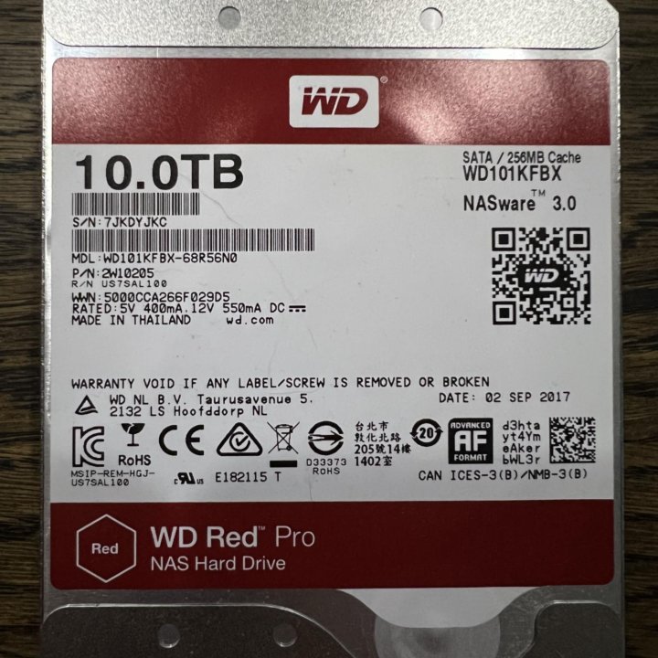 Western Digital WD Red Pro 10 ТБ WD101KFBX, б/у