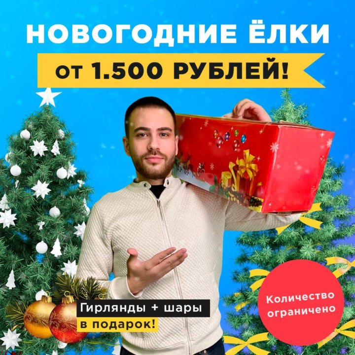  Елки, гирлянды, игрушки, подарки новогодние