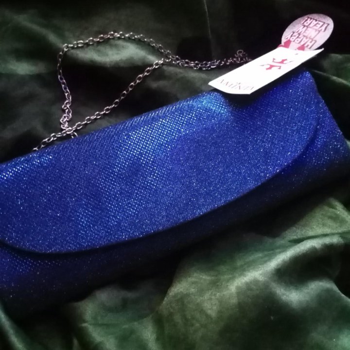 НОВЫЙ!!! БЛЕСТЯЩИЙ СИНИЙ КЛАТЧ очень красивый