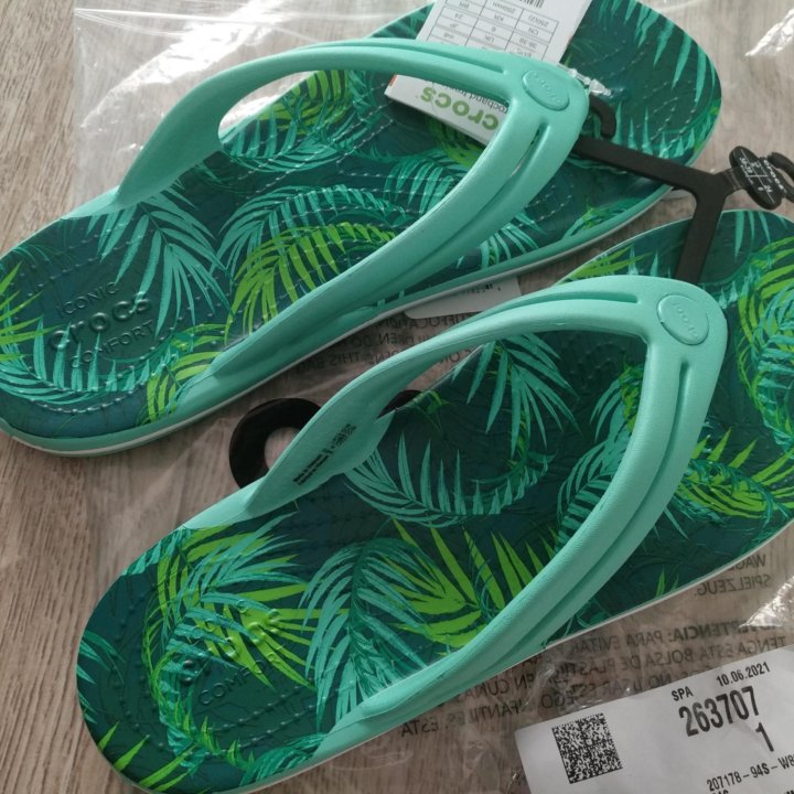 CROCS w8/38 Шлепанцы Crocband Tropical Flip