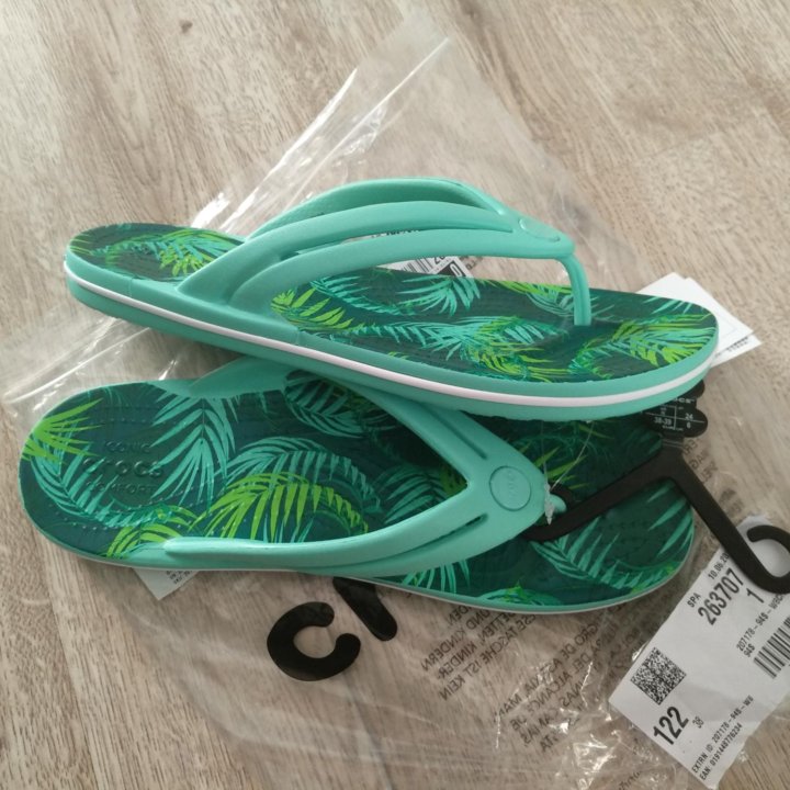 CROCS w8/38 Шлепанцы Crocband Tropical Flip