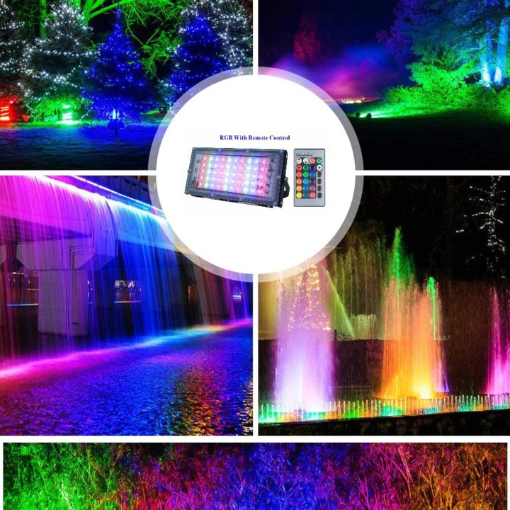 RGB прожектор светильник уличный Led с пультом