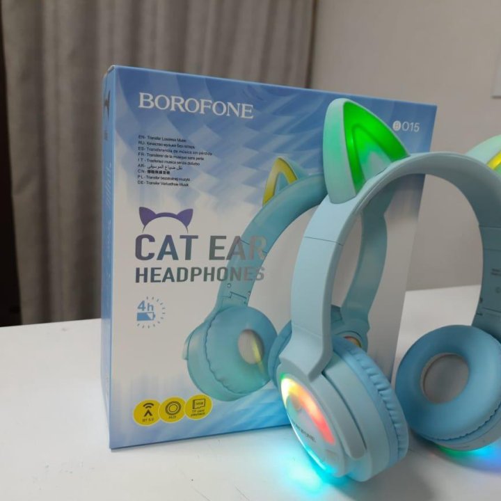 Беспроводные наушники светящиеся Cat Borofone