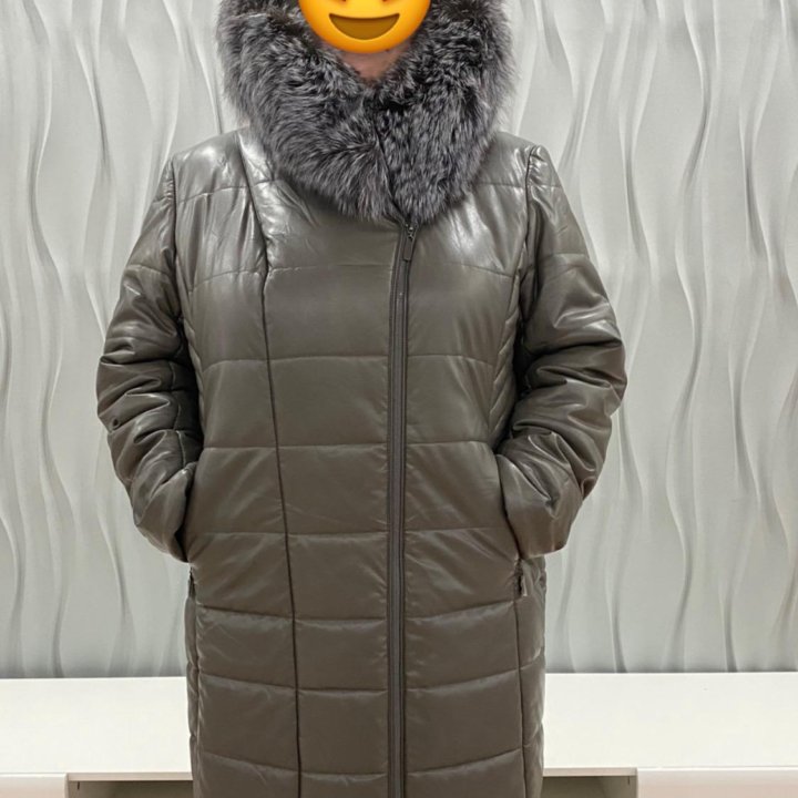 Зимнее кожаное пальто