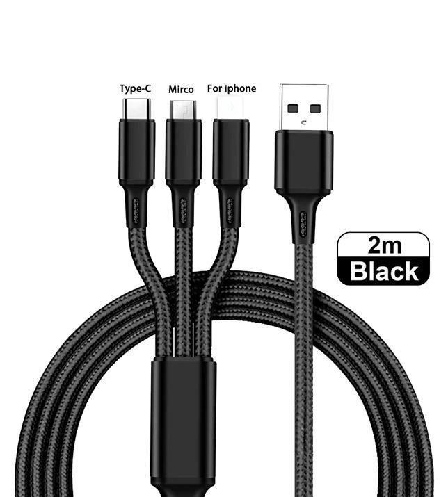 USB кабель 3в1 (Type-C, Lightning, Micro-USB) (2A)