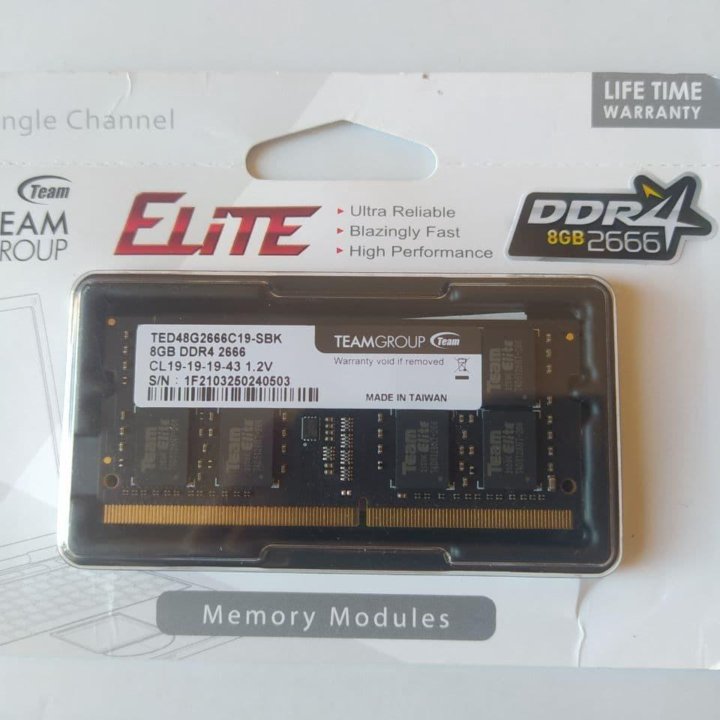 Новая на ноутбук Team Elite 8GB 2666 Mhz DDR4 ддр4